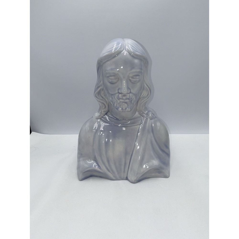 Pearlescent Glazed Ceramic Bust of Jesus Christ